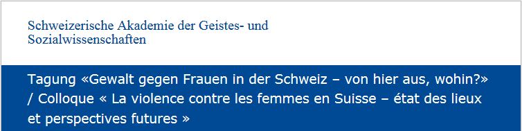 SAGW Tagung Gewalt gegen Frauen