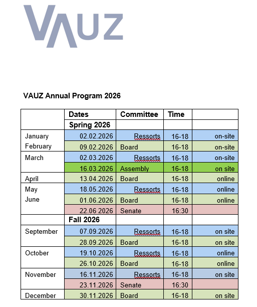 VAUZ Jahresprogramm